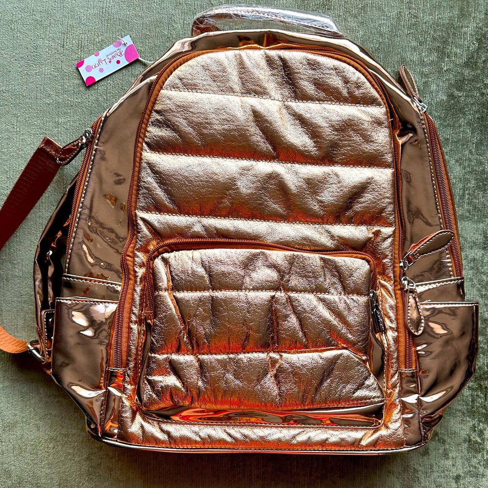 Bari Lynn girls school or travel backpack soft/ metallic materials